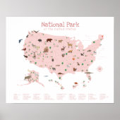 Poster Carte du parc national rose Pépinière de bois Impr (Devant)