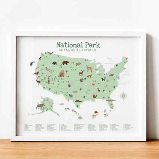 Poster Carte du parc national vert Pépinière de bois Impr