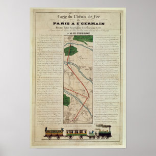 Poster Carte du Paris à la gare St Germain, par
