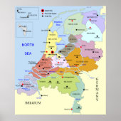 Poster Carte du Pays-Bas (Devant)