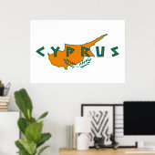 Poster carte du pays de chypre drapeau symbole de voyage (Bureau à domicile)