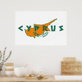 Poster carte du pays de chypre drapeau symbole de voyage (Cuisine)