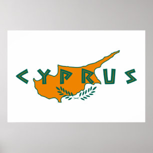 Poster carte du pays de chypre drapeau symbole de voyage