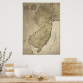 Poster Carte du pays mythique du New Jersey (Cuisine)