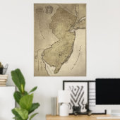 Poster Carte du pays mythique du New Jersey (Bureau à domicile)