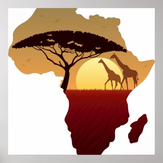Poster Carte du paysage de l'Afrique (Devant)