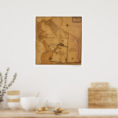 Poster Carte du plan agricole George Washington - 1766 (Cuisine)