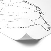 Poster Carte du plan des comtés du New Jersey blanc (Coin)