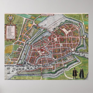 Poster Carte du plan Hamburg Allemagne 1600