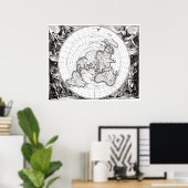 Poster Carte du plan terrestre plat stationnaire et Carré (Bureau à domicile)