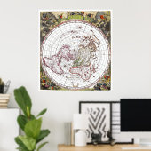 Poster Carte du plan terrestre plat stationnaire et Carré (Bureau à domicile)