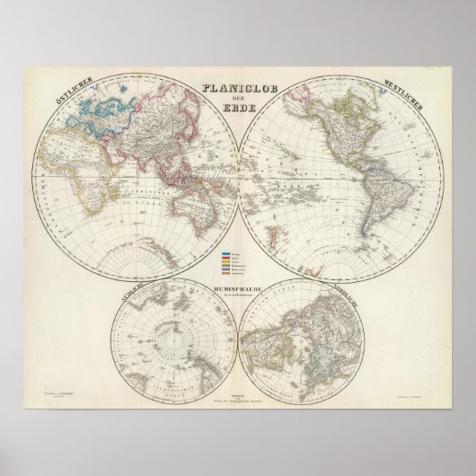 Poster Carte du Planiglob der Erde Atlas (Devant)