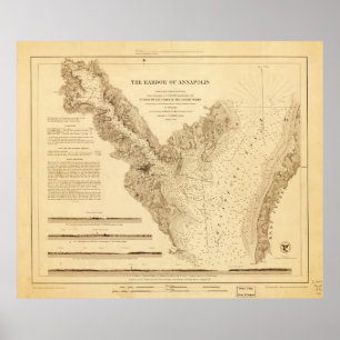 Poster Carte du port d'Annapolis (1846)