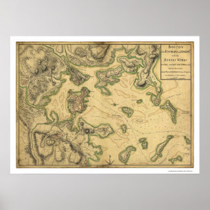 Poster Carte du port de Boston 1775
