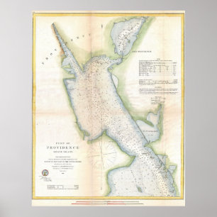Poster Carte du port vintage de la Providence Rhode Islan