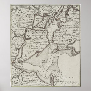 Poster Carte du port vintage Staten Island et NYC (1733)