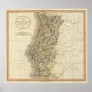 Poster Carte du Portugal Atlas