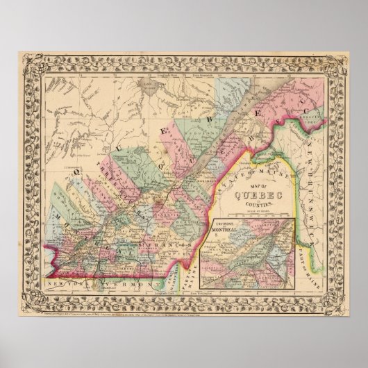Poster Carte du Québec par Mitchell (Devant)