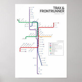 Poster Carte du réseau ferroviaire de l'Utah