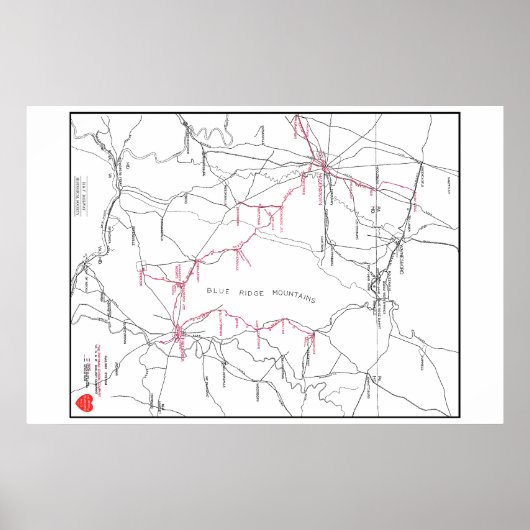 Poster Carte du réseau ferroviaire Hagerstown & Frederick (Devant)