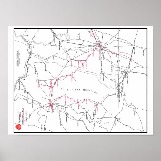 Poster Carte du réseau ferroviaire Hagerstown & Frederick (Devant)