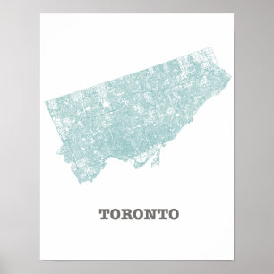 Poster Carte du réseau routier turquoise de Toronto