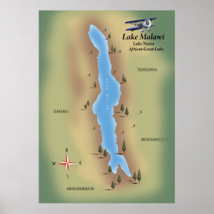 Poster Carte du réservoir de Thirlmere Lake District