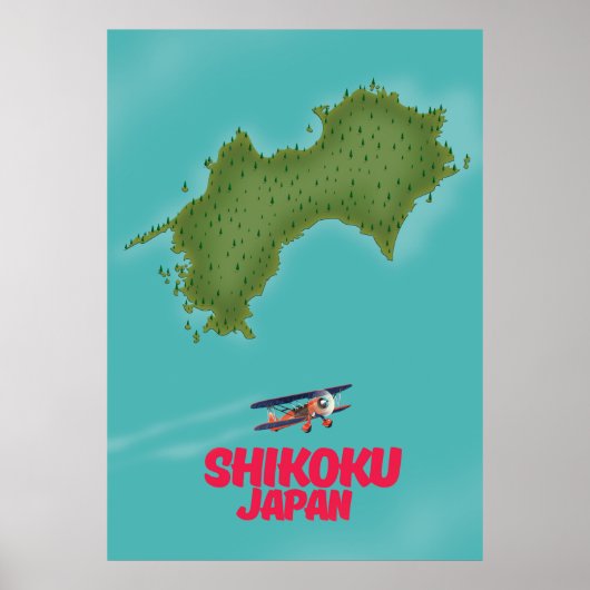 Poster carte du Shikoku Japon (Devant)
