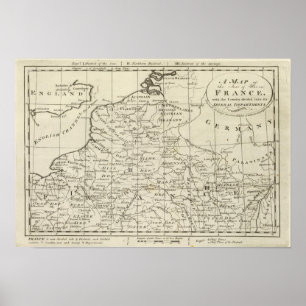 Poster Carte du Siège de Guerre en France
