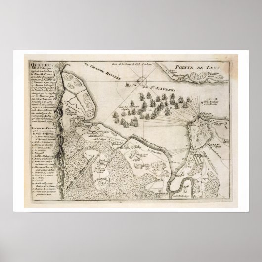 Poster Carte du siège de Québec par la flotte britannique (Devant)