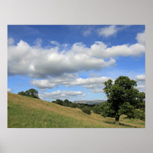 Poster Carte du soir d'été de Pendle Hill
