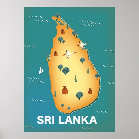 Poster Carte du Sri Lanka (Devant)