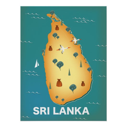 Poster Carte du Sri Lanka (Devant)