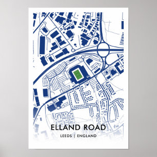 Poster Carte du stade Elland Road - Accueil du Leeds Unit