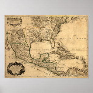 Poster Carte du sud des États-Unis et de l'Amérique centr