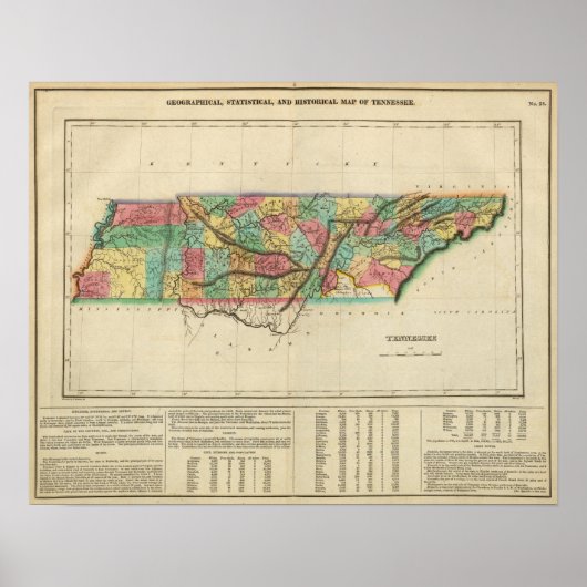 Poster Carte Du Tennessee (Devant)