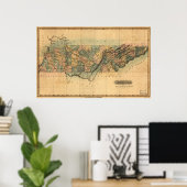 Poster Carte du Tennessee 1826 (Bureau à domicile)