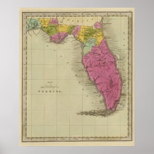Poster Carte du territoire de Floride (Devant)
