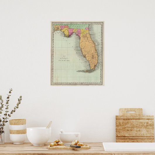 Poster Carte du territoire de Floride 2 (Cuisine)