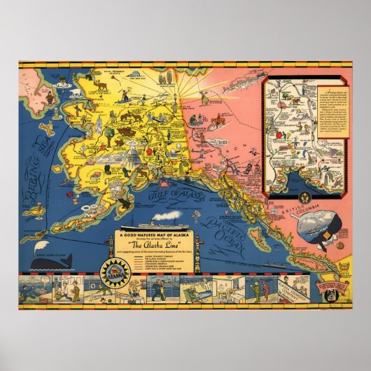 Poster Carte du territoire de l'Alaska 1934 (Devant)