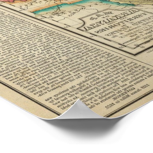 Poster Carte Du Territoire De L'Arkansas (Coin)