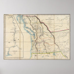 Poster Carte du territoire de l'Oregon 2