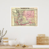 Poster Carte du territoire de Washington par JK Gill 1878 (Cuisine)