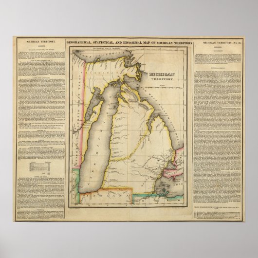 Poster Carte Du Territoire Du Michigan (Devant)