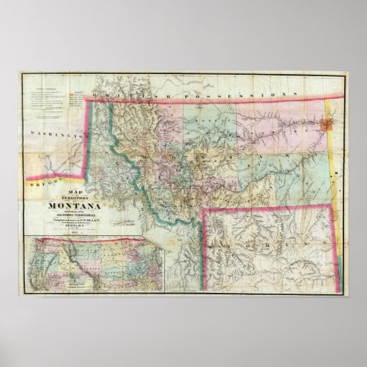 Poster Carte Du Territoire Du Montana (Devant)