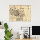 Poster Carte du territoire du Montana en 1865 (Bureau à domicile)