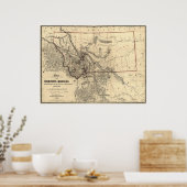 Poster Carte du territoire du Montana en 1865 (Cuisine)