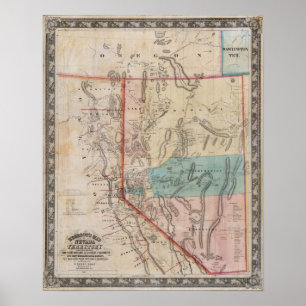 Poster Carte du territoire du Nevada de DeGroot