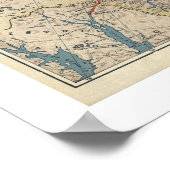 Poster Carte du territoire du Yukon Alaska 1904 (Coin)