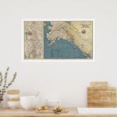 Poster Carte du territoire du Yukon Alaska 1904 (Cuisine)